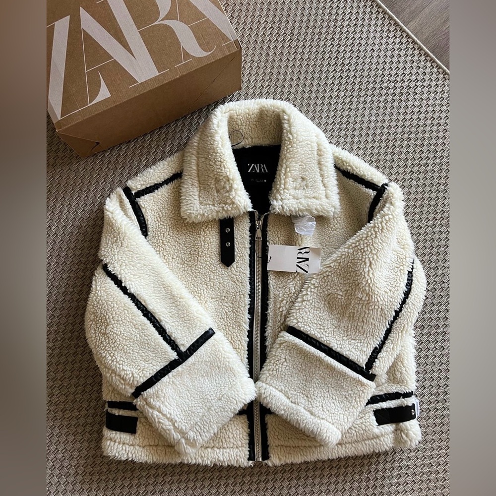 Zara FLEECE BIKER JACKET ZW COLLECTION